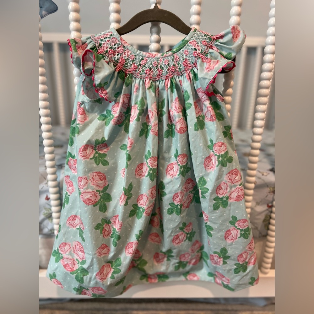 Pink Rose Smocked Sundress